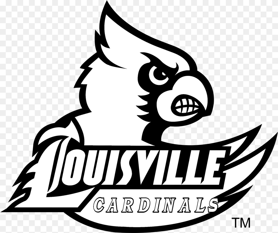 Louisville Cardinals Logo Black And White Louisville Cardinals, Stencil Free Png