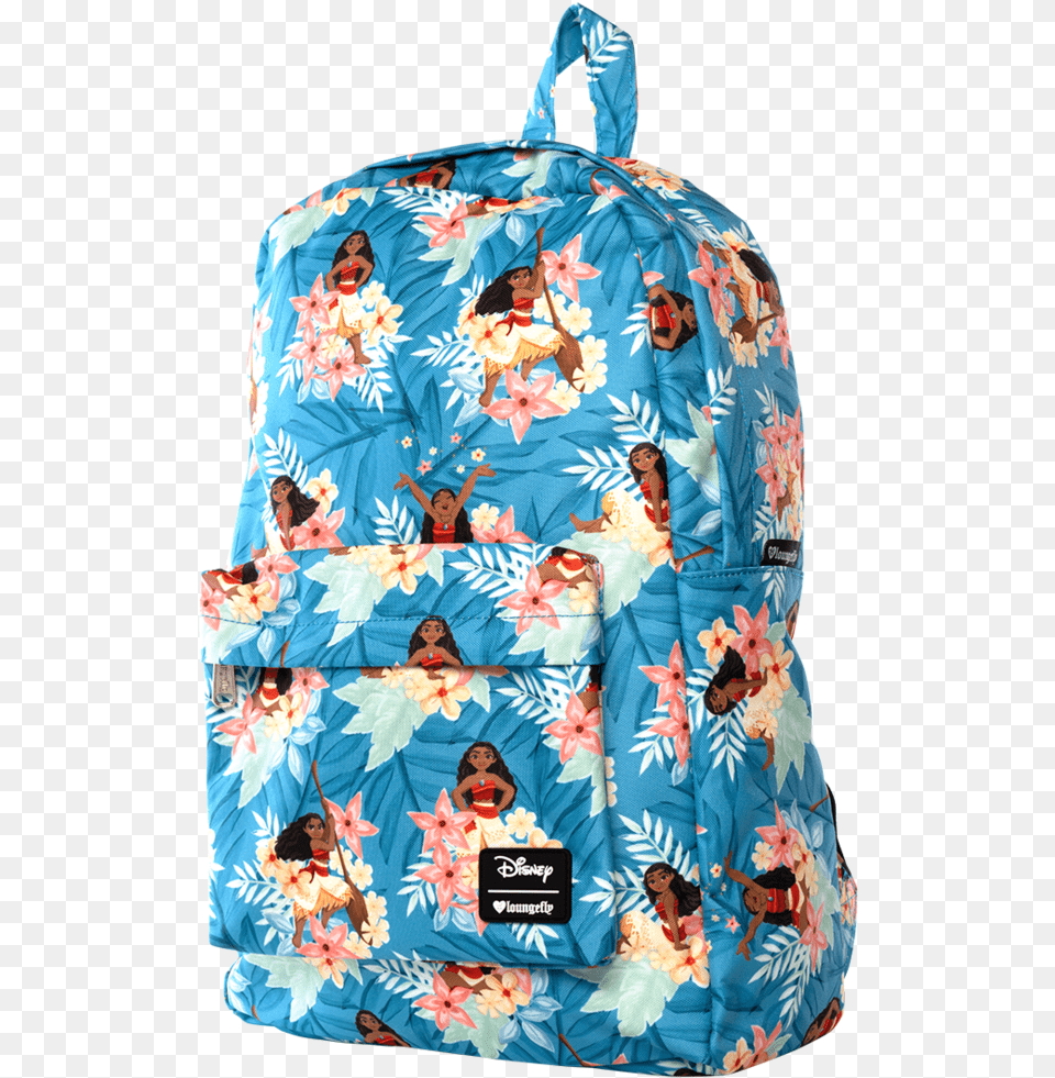 Loungefly Moana Floral Print Backpack Bag, Person, Baby, Adult, Male Free Png