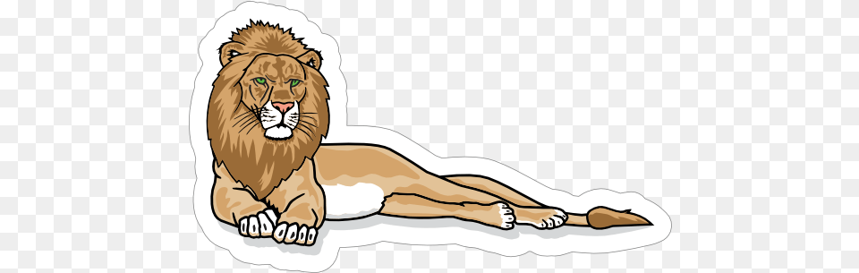 Lounging Lion Mascot Sticker Masai Lion, Animal, Mammal, Wildlife Free Transparent Png