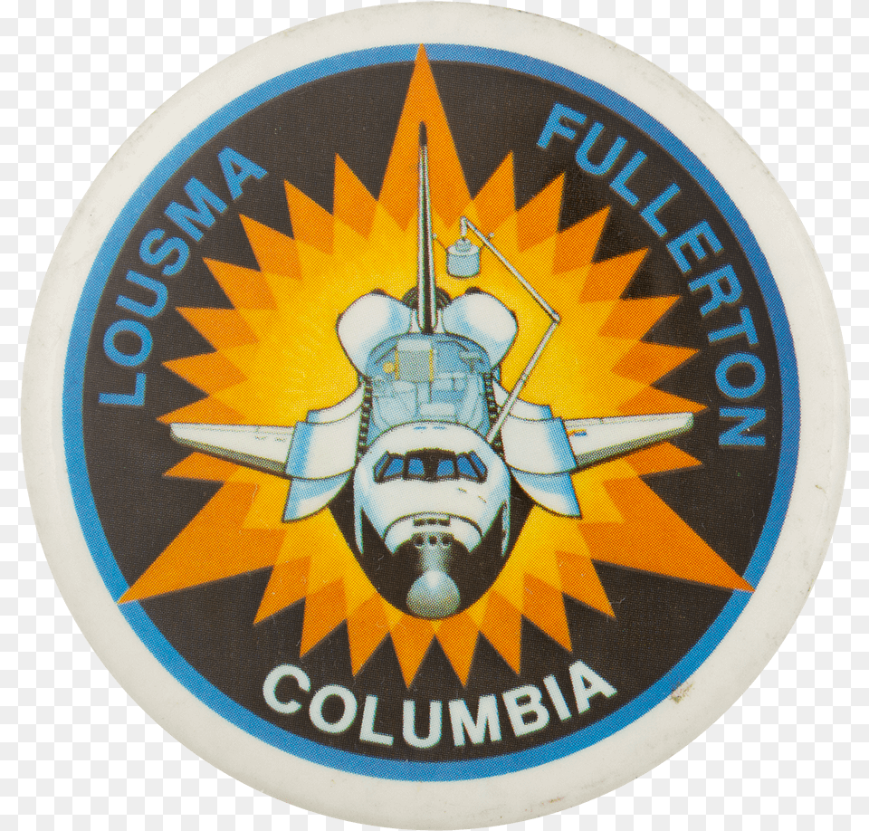 Lousma Fullerton Columbia Event Button Museum Columbia Nasa Logo, Aircraft, Spaceship, Transportation, Vehicle Free Png Download