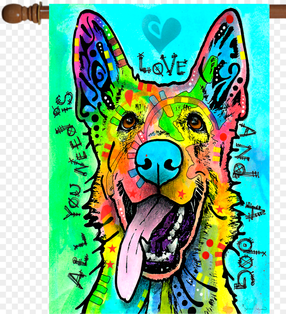 Love And A Dog House Flag Dean Russo German Shepherd Art, Painting, Person Free Png