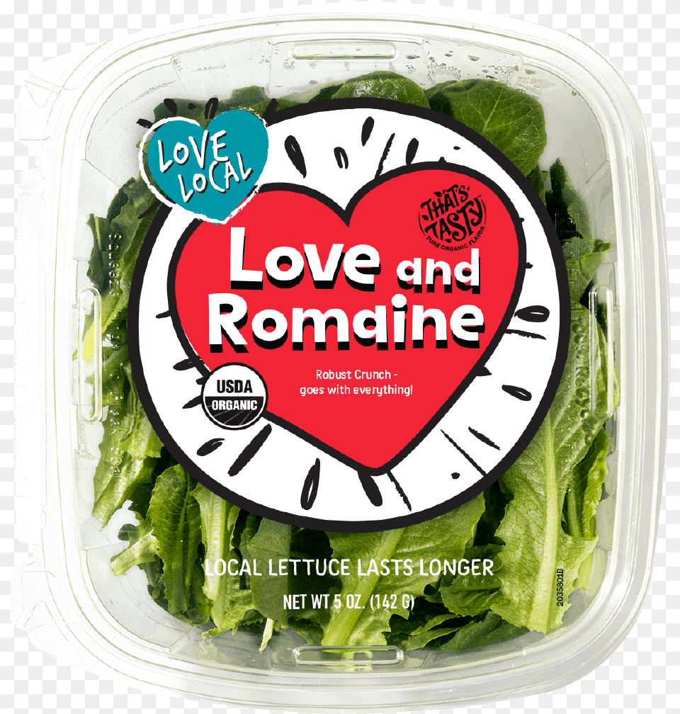 Love And Romaine Organic Lettuce Food Storage Containers, Produce, Plant, Vegetable, Plate Free Transparent Png