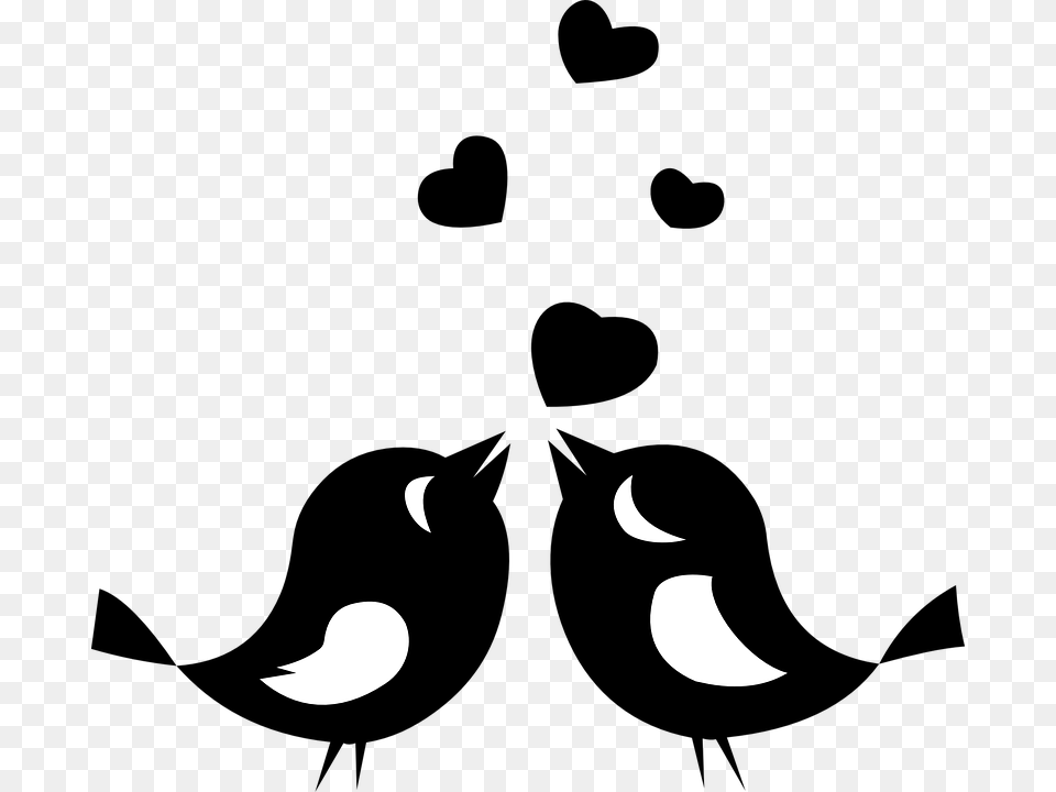 Love Bird Clipart Black And White, Silhouette, Stencil, Astronomy, Moon Free Png Download
