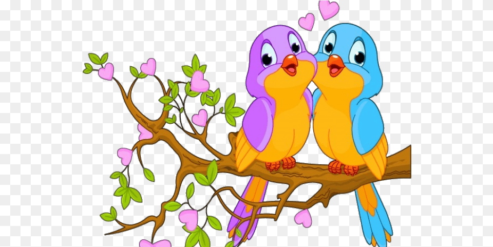 Love Birds Clipart 4 Bird Lovebirds Clipart, Purple, Cartoon, Art, Graphics Png Image