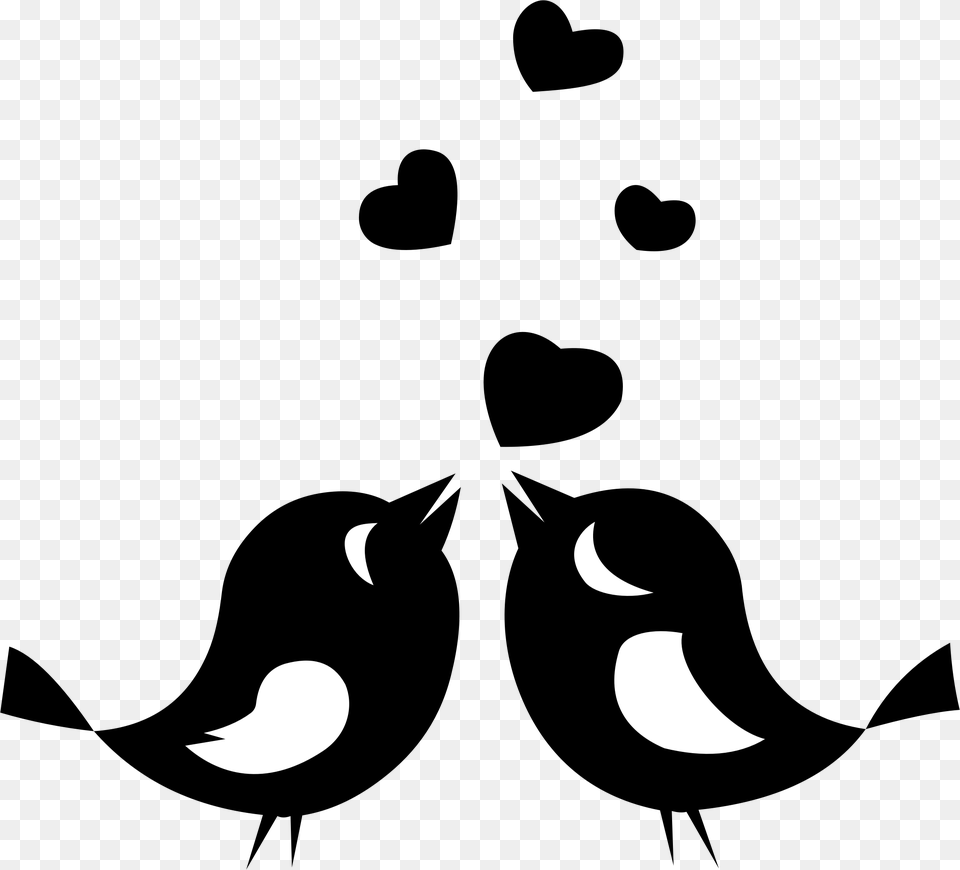 Love Birds Clipart Black And White Love Birds Clipart Black And White, Silhouette, Stencil, Astronomy, Moon Free Png