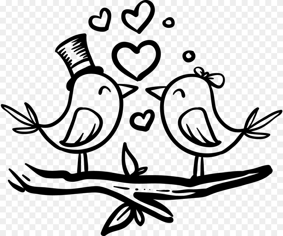 Love Birds Clipart Bride Groom Love Birds Bride And Groom, Gray Free Png