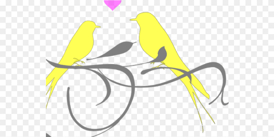 Love Birds Clipart Frame Black And White Hearts Clipart, Animal, Bird, Canary Free Png Download