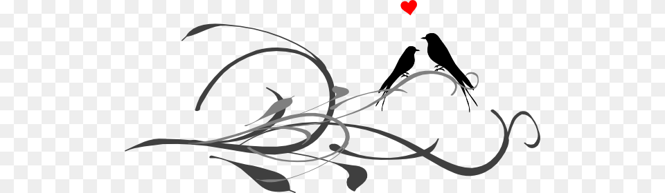 Love Birds On A Branch Clip Art, Graphics, Floral Design, Pattern, Animal Png Image