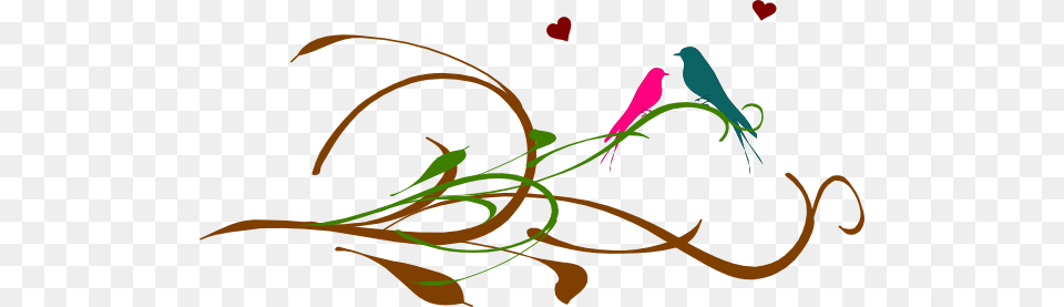 Love Birds On A Branch Clip Arts, Art, Floral Design, Graphics, Pattern Png Image