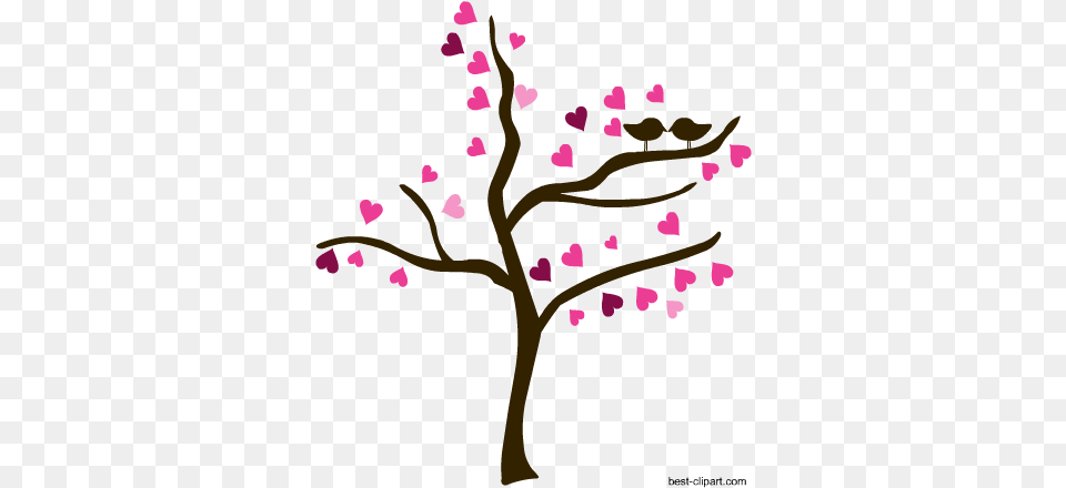 Love Birds On A Tree Valentine Clip Art Clip Art, Flower, Petal, Plant, Cherry Blossom Free Transparent Png