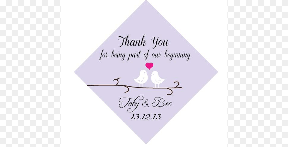 Love Birds Personalised Wedding Thank You Favour Gift Calligraphy, People, Person, Business Card, Paper Free Transparent Png