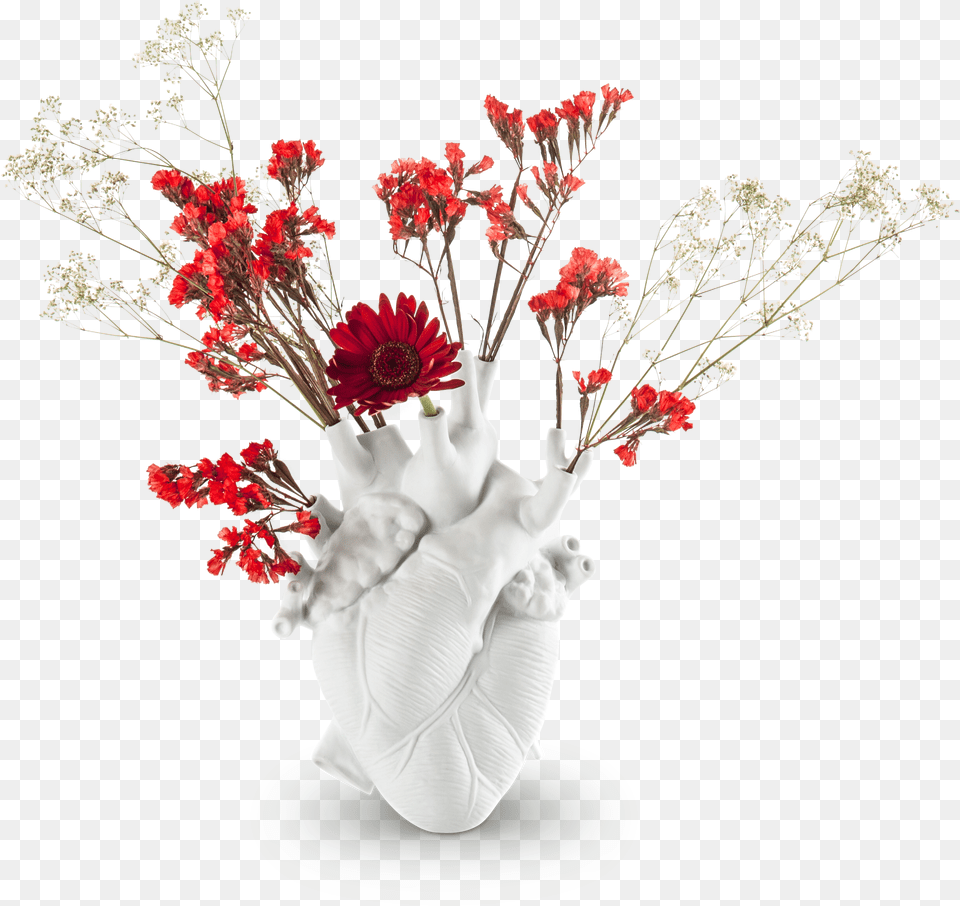 Love Bloom Heart Shaped Vase Seletti Heart Vase, Glove, Clothing, Plant, Flower Png Image