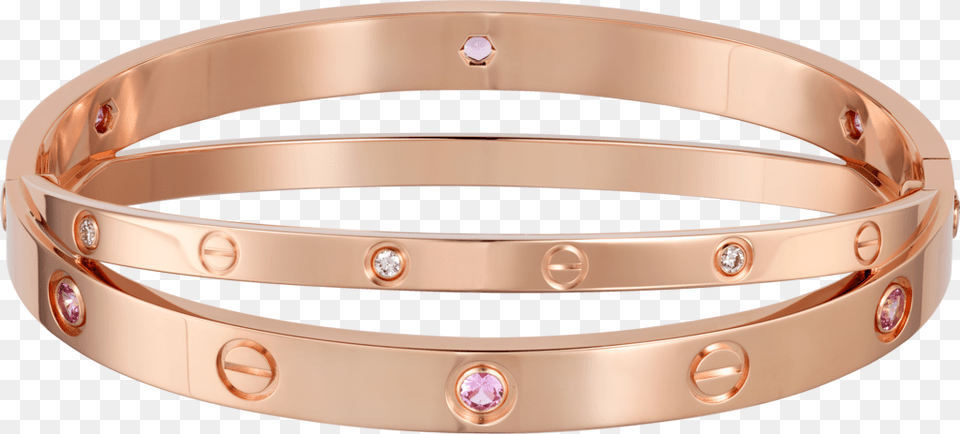 Love Bracelet 6 Pink Sapphires 6 Diamondspink Gold Cartier Love Bracelet Pink, Accessories, Jewelry, Ornament, Bangles Png Image