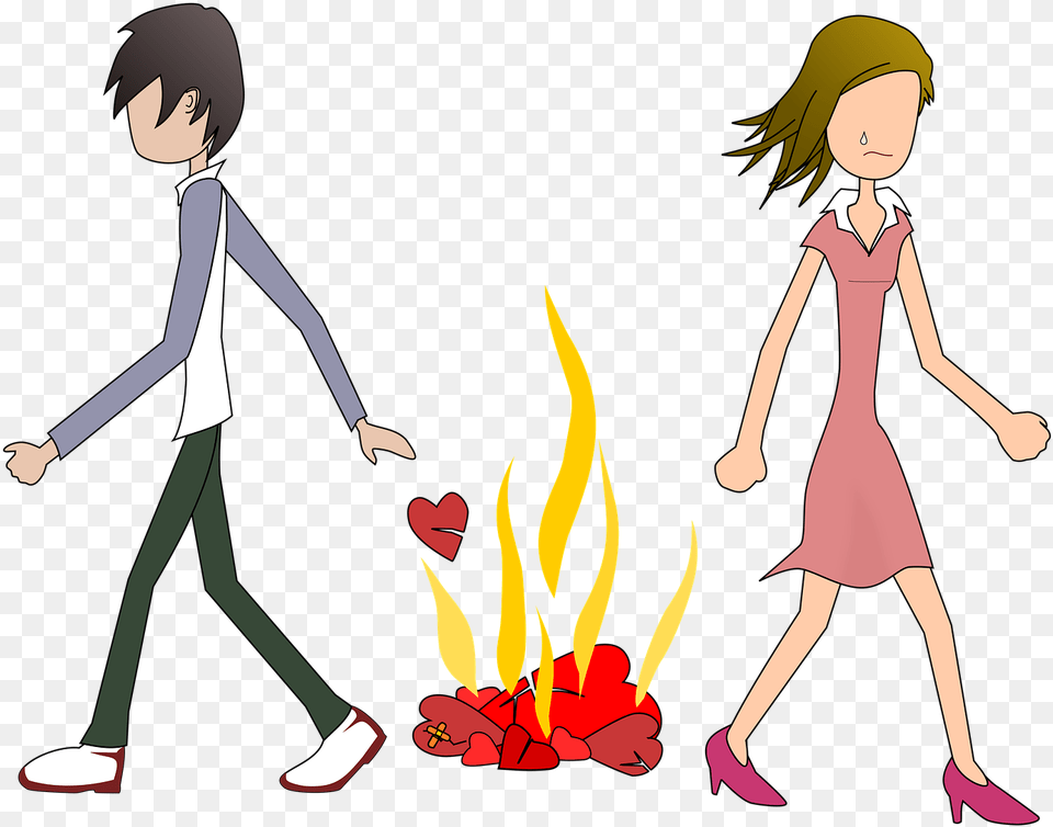 Love Break Up Cartoon Couple Anime Transparent, Book, Publication, Comics, Child Png