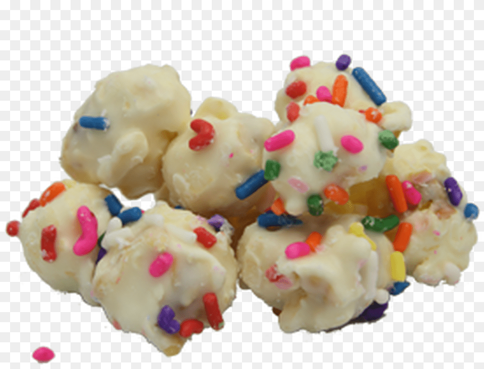 Love Cake Batter So Do We Enjoy This Festive Popcorn Bonbon, Birthday Cake, Cream, Dessert, Food Png Image
