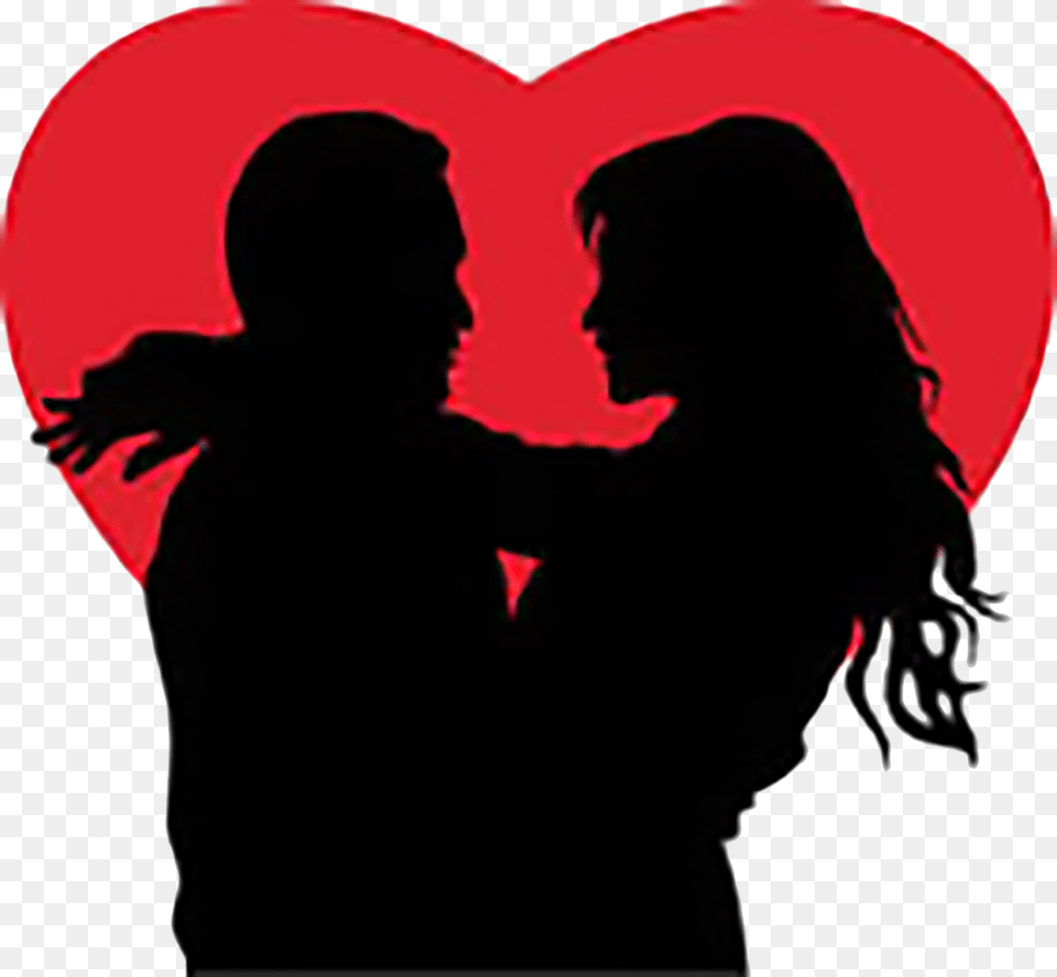 Love Couple With Red Heart Clipart Images Of Love, Silhouette, Adult, Person, Woman Free Png