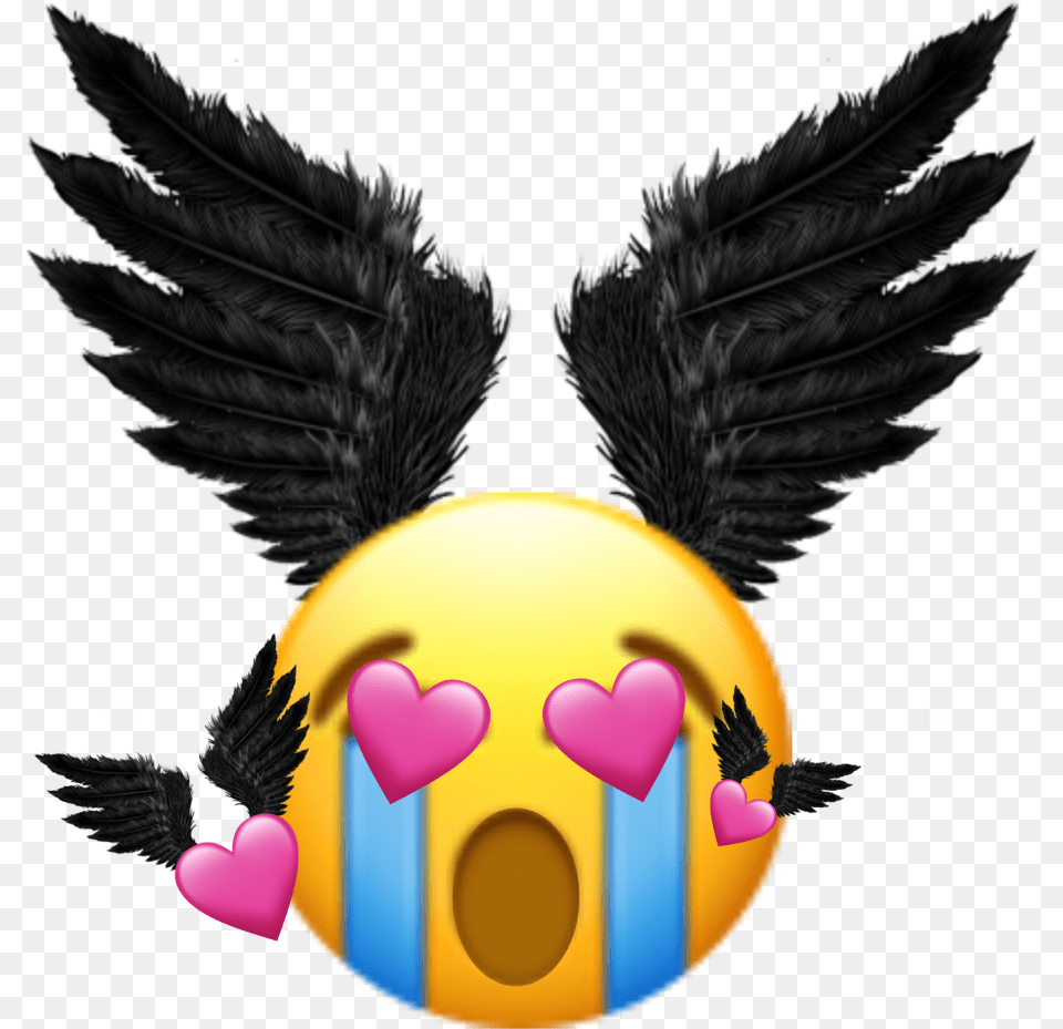 Love Cry Heart Emoji Wing Wings Pixle22 Clipart Full Black Thumbnail Effect, Logo, Animal, Bird Png Image