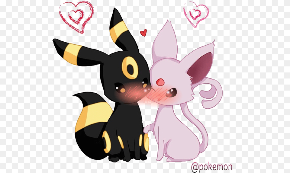 Love Cute Umbreon Espeon Sticker Love Umbreon And Espeon, Plush, Toy, Baby, Person Png Image