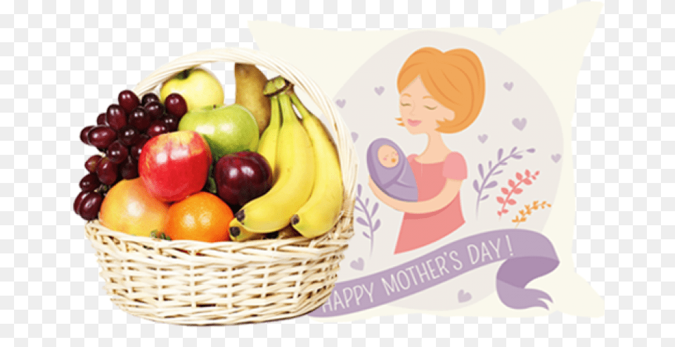 Love Fruit Basket With Love Cushion For Mother Small Basket Of Fruit, Produce, Plant, Food, Banana Png