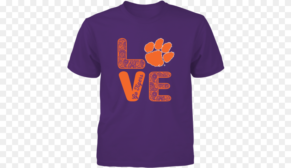 Love Go Tiger Paw Clemson Tigers Shirt Ncaa Clemson Tigers Insulated Can Cooler, Clothing, T-shirt Free Png