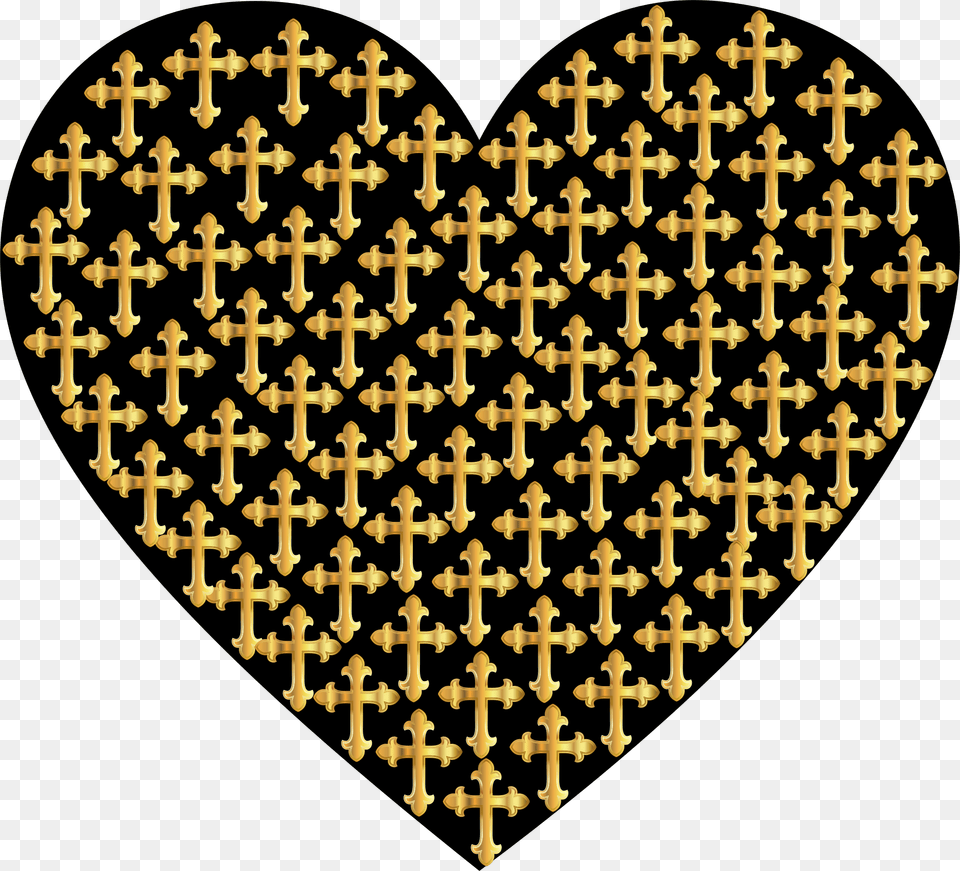 Love Heart Crosses Gold Clip Arts Letnij Sarafan V Goroshek, Pattern, Home Decor Free Png