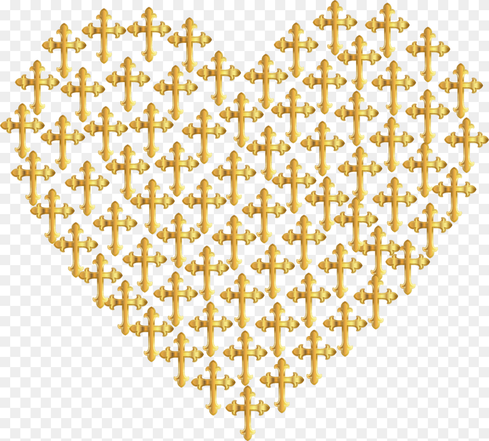 Love Heart Crosses Gold No Background Clip Arts Background Gold Heart Symbol, Pattern Png Image