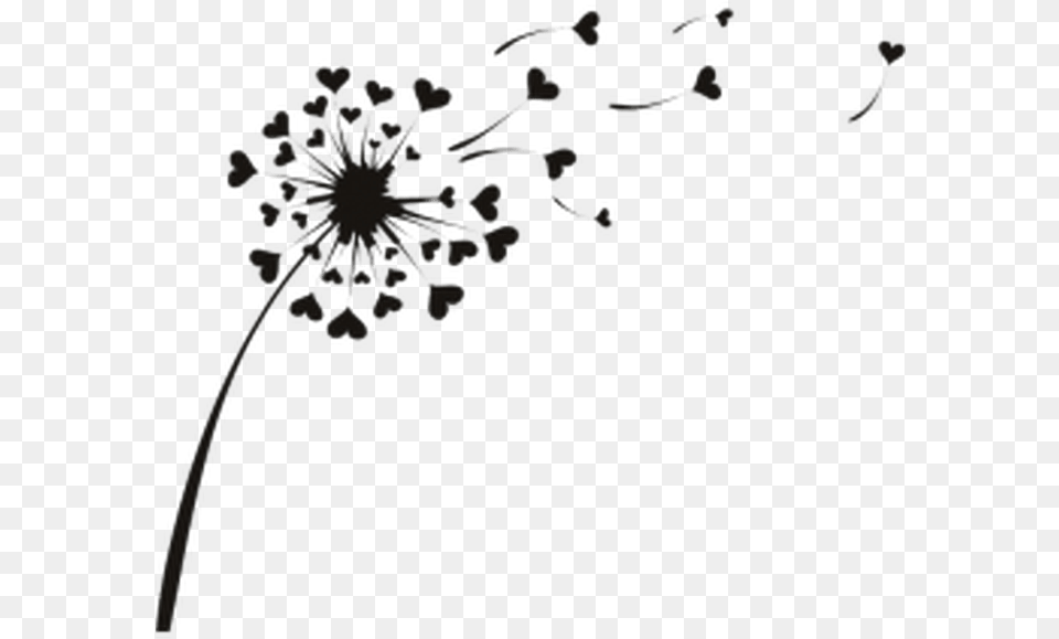 Love Heart Dandelion Flowers Wall Sticker Decal Dente De Leo Desenho, Flower, Plant Free Png Download