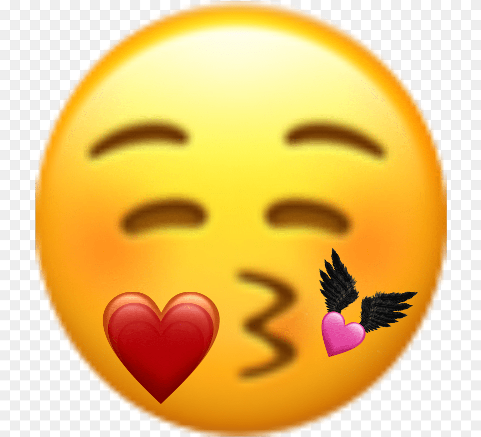 Love Heart Kiss Smoch Wing Blush Emoji Pixle22 Clipart Transparent Blushing Emoji Hearts, Nature, Outdoors, Sky, Logo Free Png