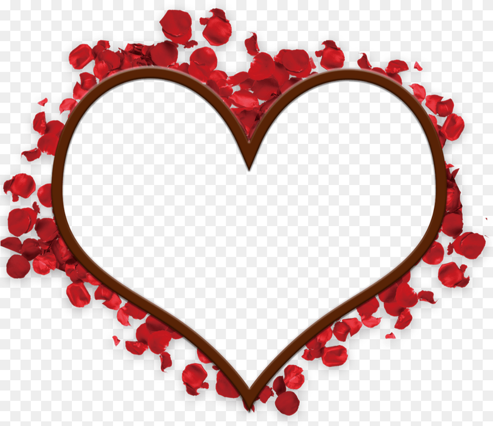 Love Heart Rose Petals Chocolate Romantic Frame Png Image