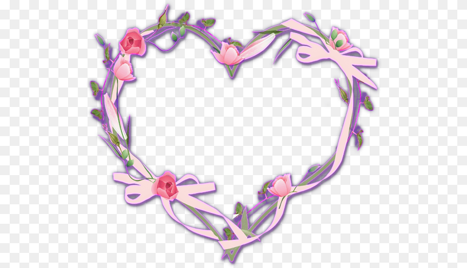 Love Heart Rose Ribbon Wreath Neon Leaf Glitter Heart, Purple, Accessories, Jewelry, Necklace Png Image