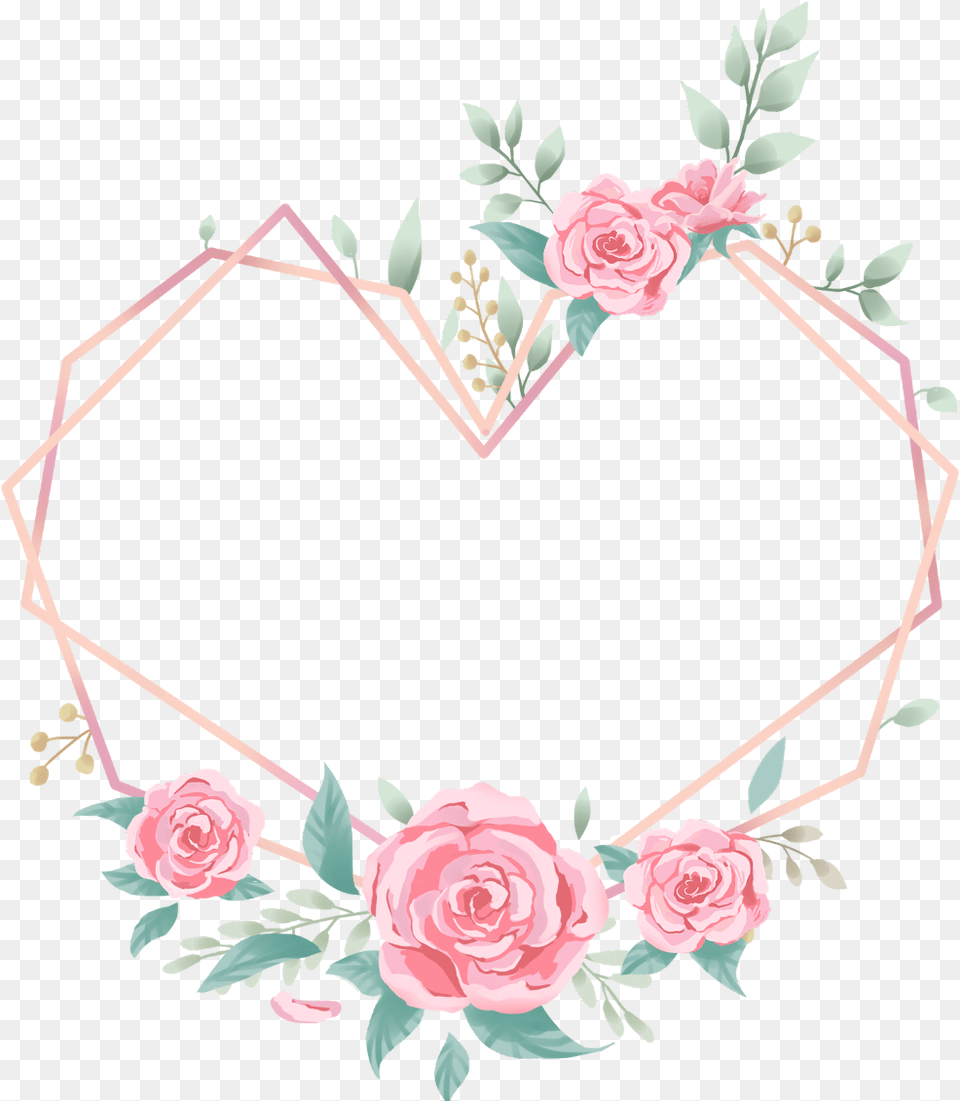 Love Heart Rose Wreath Geometric Glitter Pink Wreath, Flower, Plant, Pattern, Art Free Png