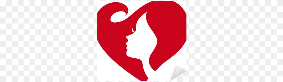 Love Heart Shape Woman Face Silhouette Sticker Pixers Female Silhouette Blowing Hearts, Logo, Food, Ketchup Free Png Download