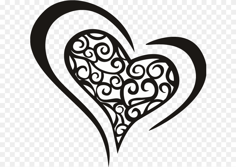 Love Heart Swirls Vector Line Art Free Transparent Png