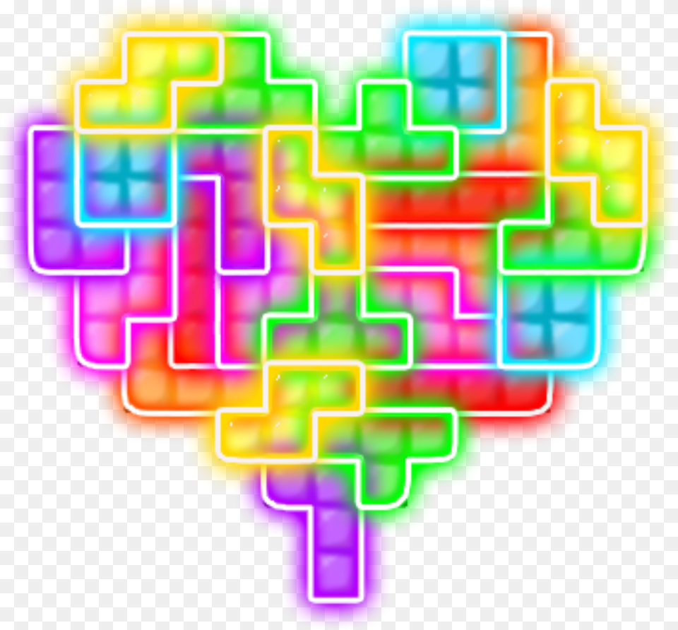Love Heart Tetris Neon Puzzles Geometric Lego Diagram, Dynamite, Weapon Png Image
