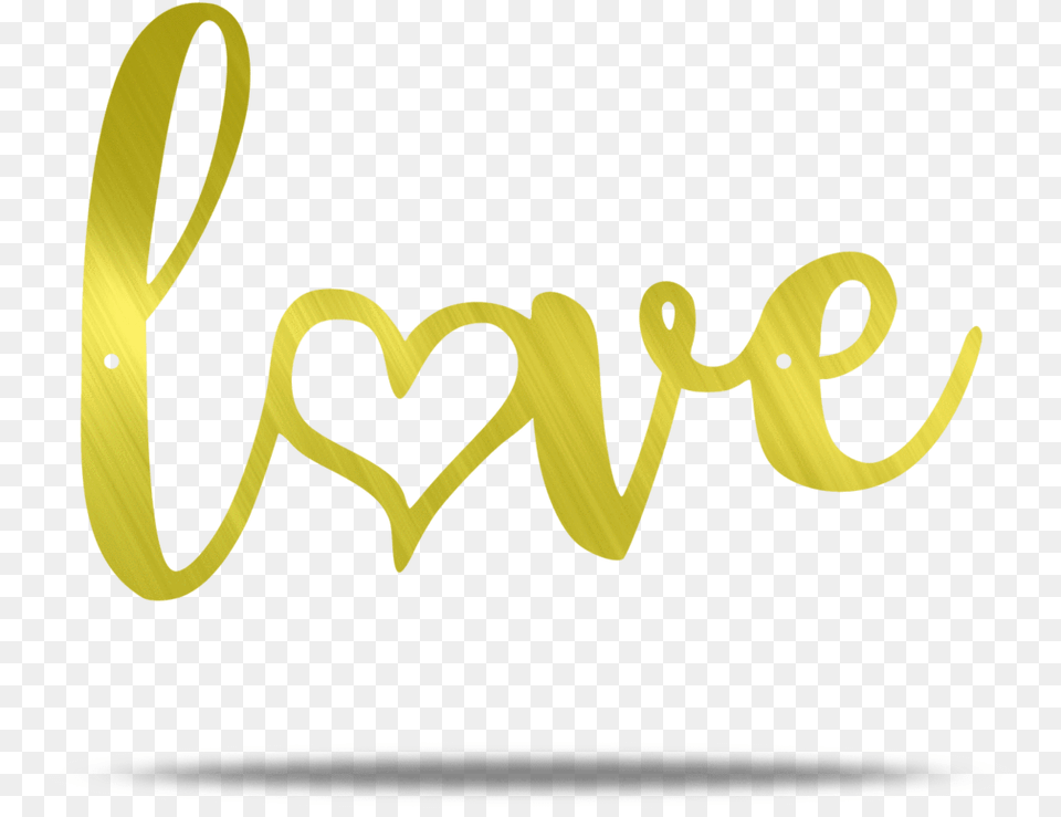 Love Heart Text Metal Wall Sign Gold Love Sign, Logo Free Png Download