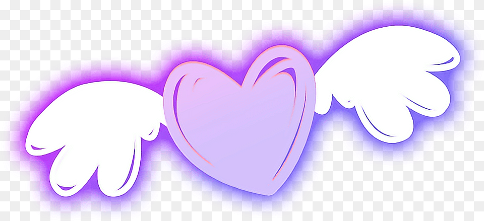 Love Heart Wings Light Cute Lightpainting Luminous Heart, Purple, Sticker Free Png