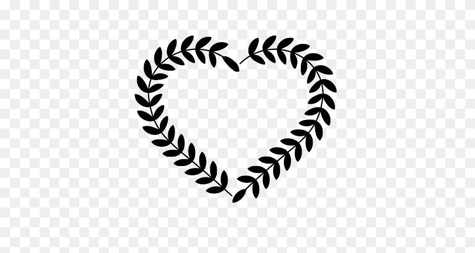 Love Heart With Laurel Frame, Leaf, Plant, Green, Pattern Png Image