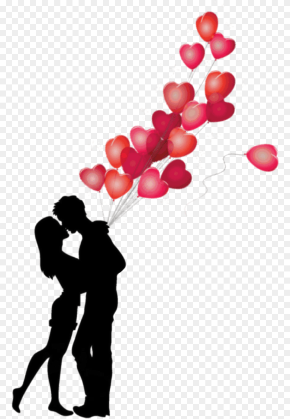 Love Hearts Silhouette Romantic Love Hd, Art, Balloon, Graphics, Flower Png