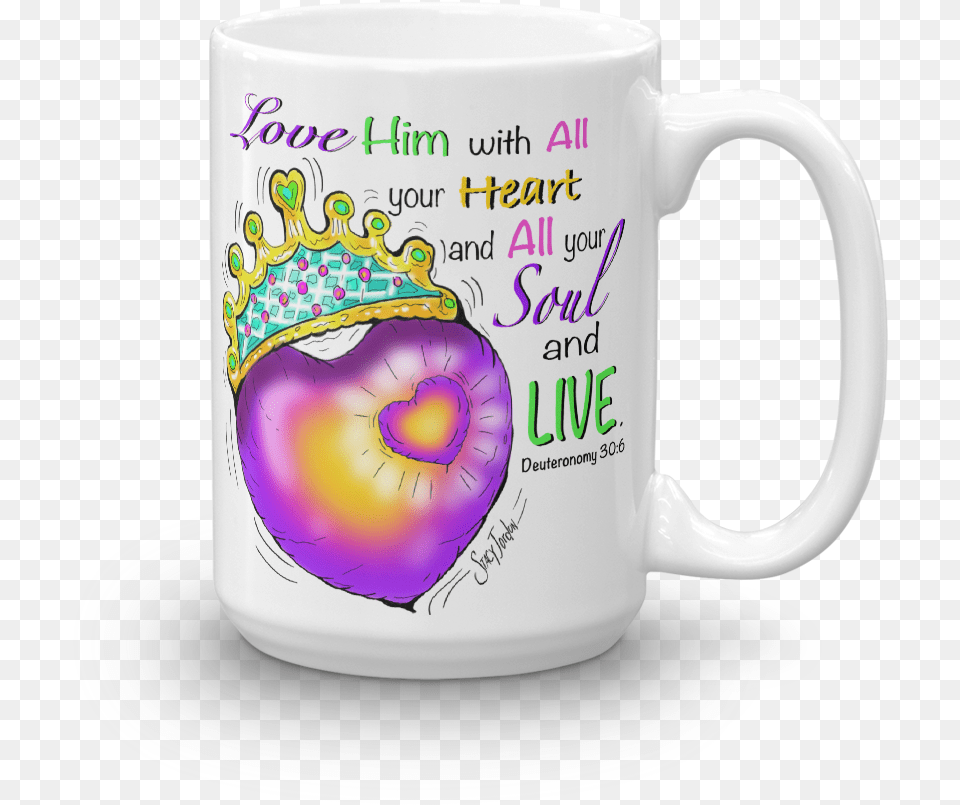 Love Him With All Your Heart Mug, Cup, Beverage, Coffee, Coffee Cup Free Png