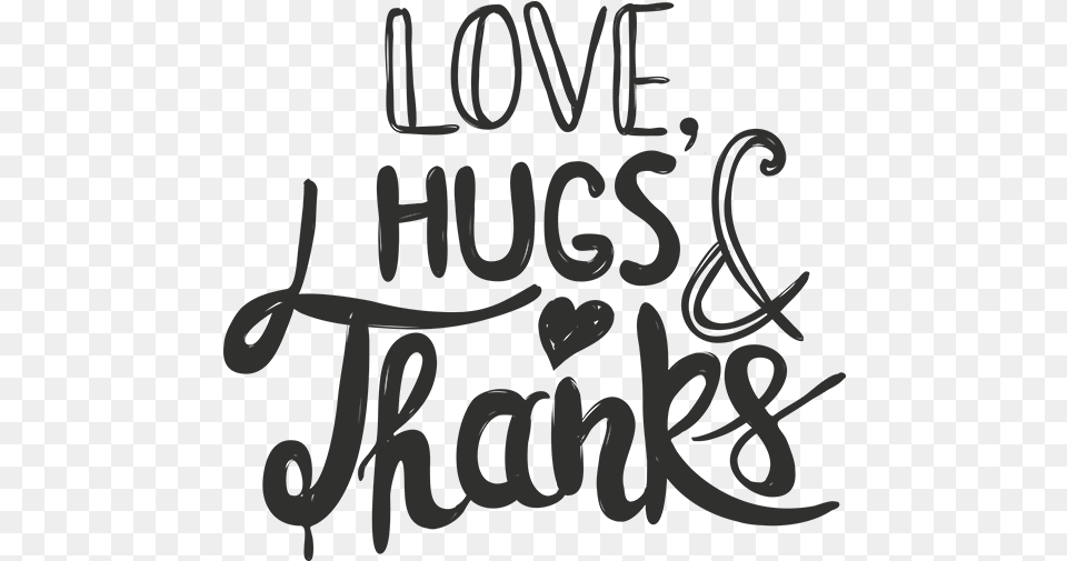 Love Hugs And Thanks Word Art Calligraphy, Handwriting, Text Png