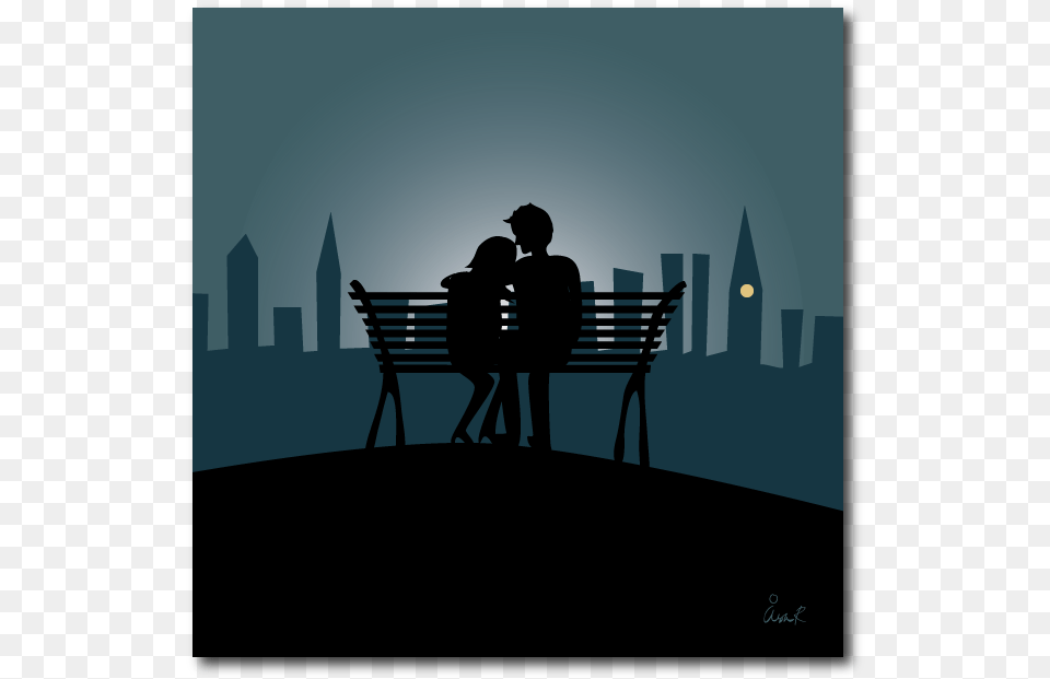 Love In The City Bl Square Shadow Silhouette, Bench, Furniture, Lighting, Adult Png