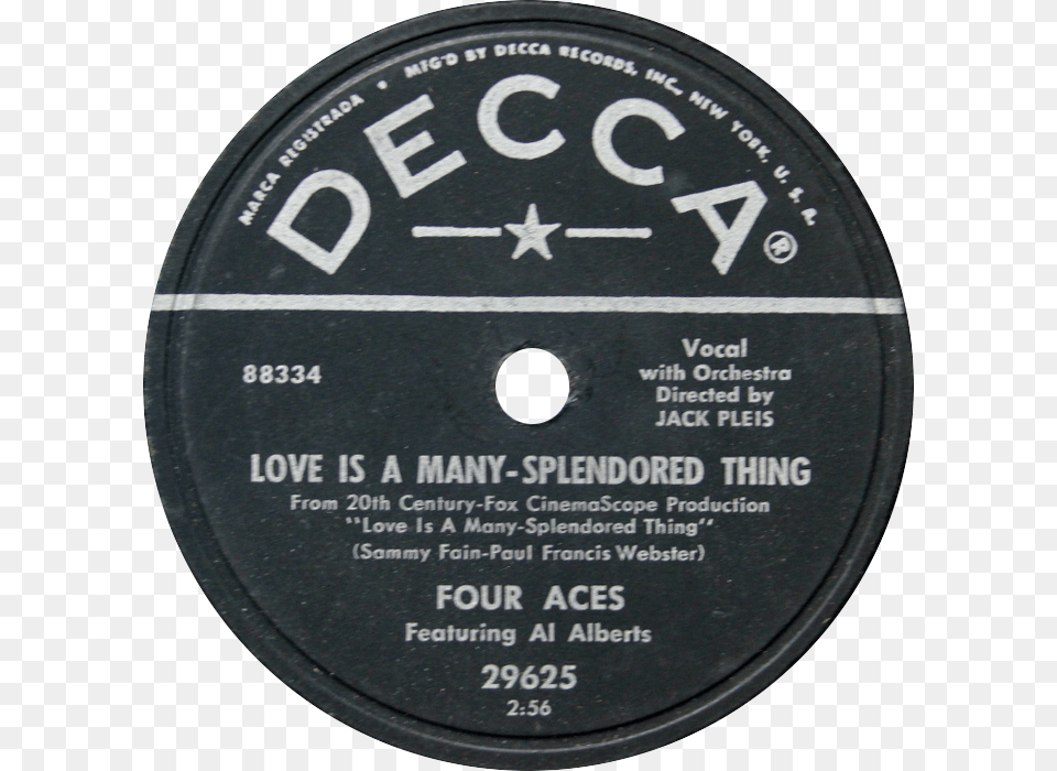 Love Is A Many Splendored Thing By Four Aces Featuring Rockin Through The Rye Bill Haley, Disk, Text, Tape Free Png