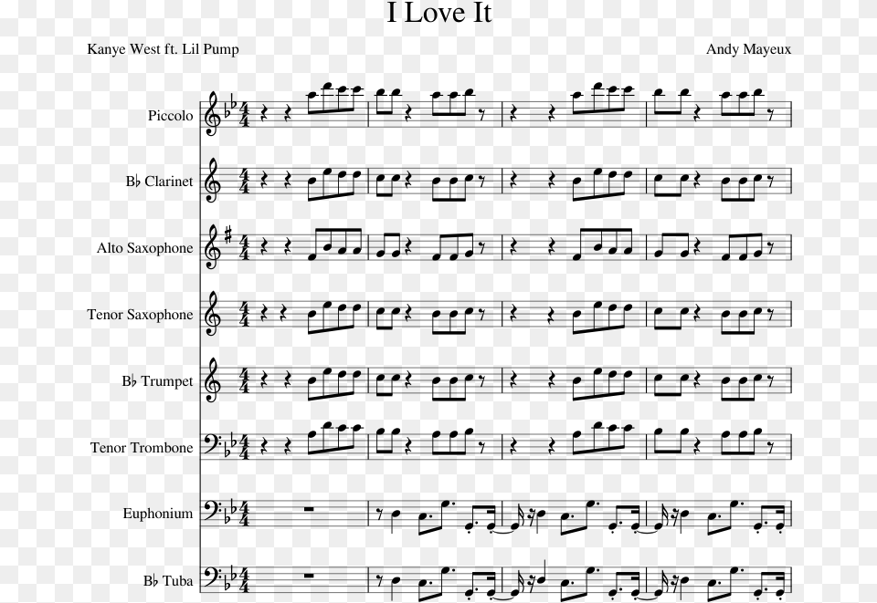 Love It Kanye West Sheet Music, Gray Free Png Download