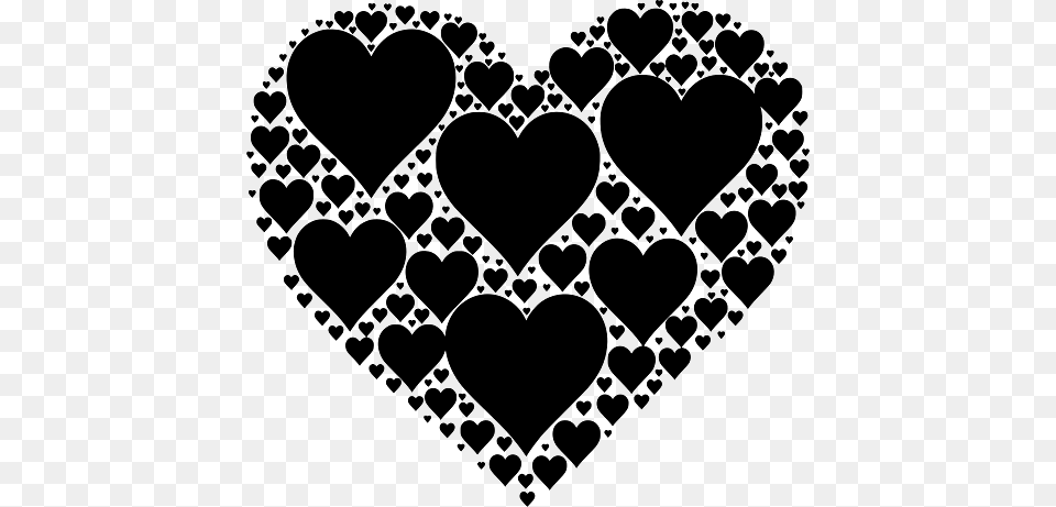 Love Large Black Filled Heart, Pattern Free Png