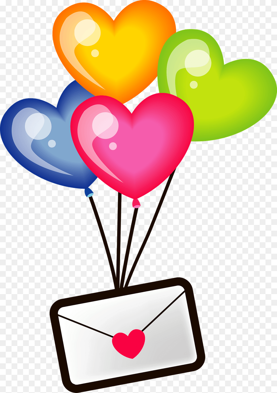 Love Letter With Heart Balloons Clipart, Balloon, Envelope, Mail Png Image