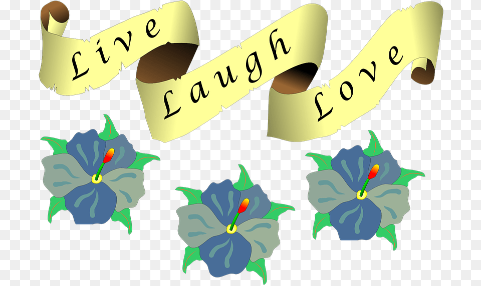 Love Live Laugh Saying Phrase Flowers Ribbon Live Laugh Love Tattoos, Text, Art, Graphics, Flower Png Image