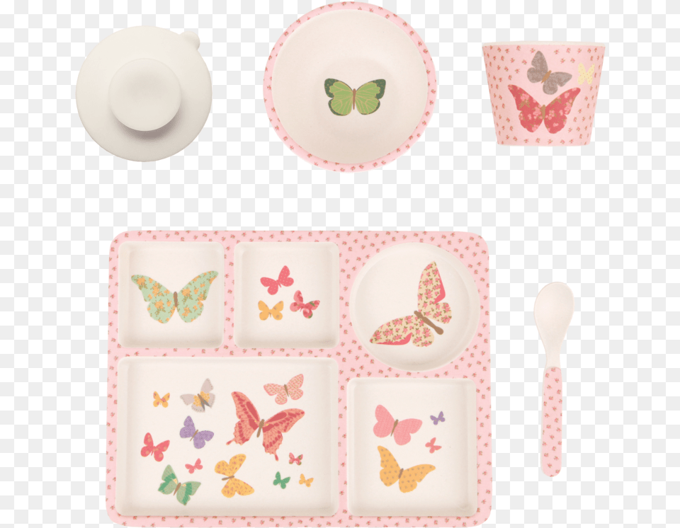 Love Mae Divided Plate Butterflies, Cutlery, Pottery, Spoon, Food Free Png Download