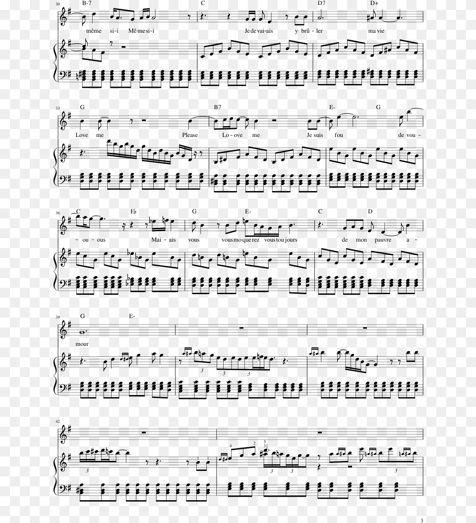 Love Me Please Love Me Music Sheet, Gray Free Png Download