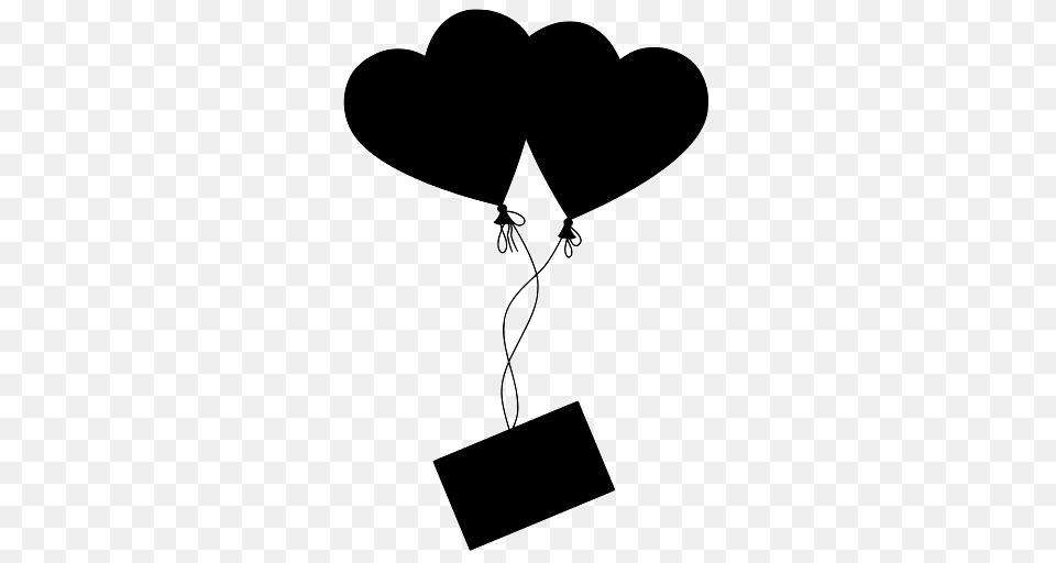 Love Message Flying Away On Heart Balloons, Silhouette, People, Person Png Image