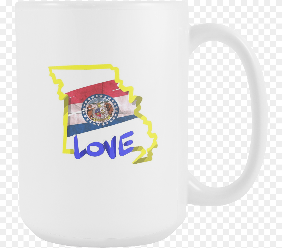 Love Missouri State Flag Map Outline 15oz Mug Mug, Cup, Beverage, Coffee, Coffee Cup Free Transparent Png